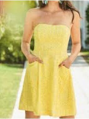 Lilly Pulitzer 00 yellow eyelet blossom mini dress designer coquette feminine